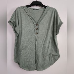 Green half button down tshirt